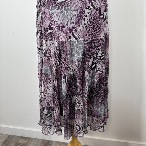 VTG Jessica Howard Purple Midi Dress Sz 10 Animal Print V Neck Sleeveless Fairy - Picture 11 of 14
